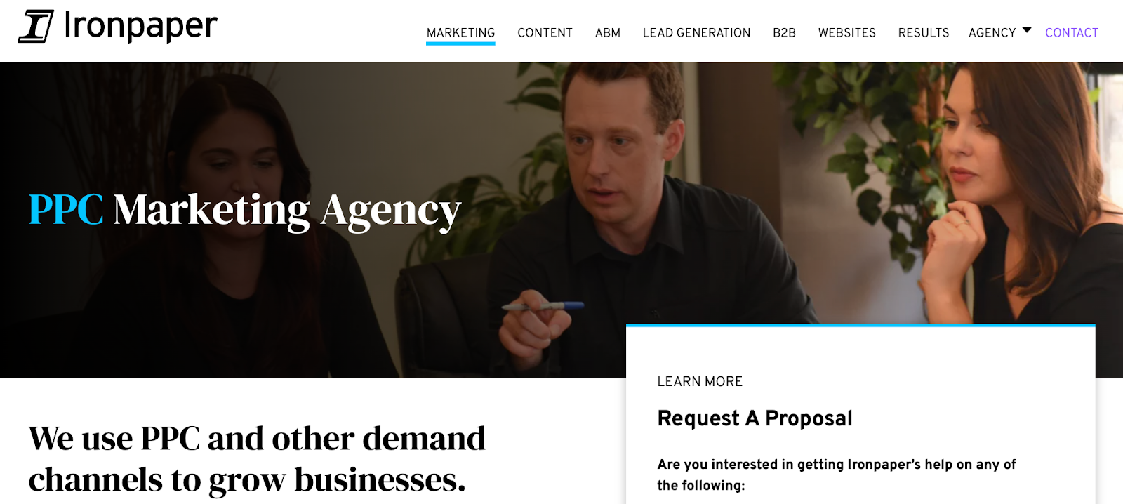 Ironpaper PPC Marketing Agency page