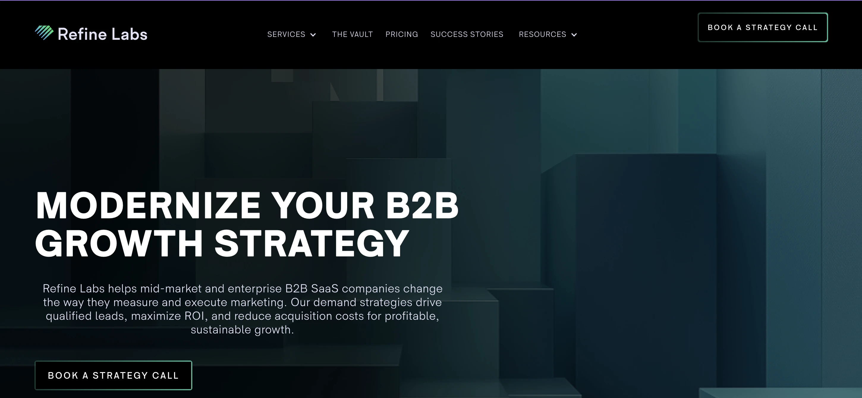 Screenshot of Refine Labs homepage