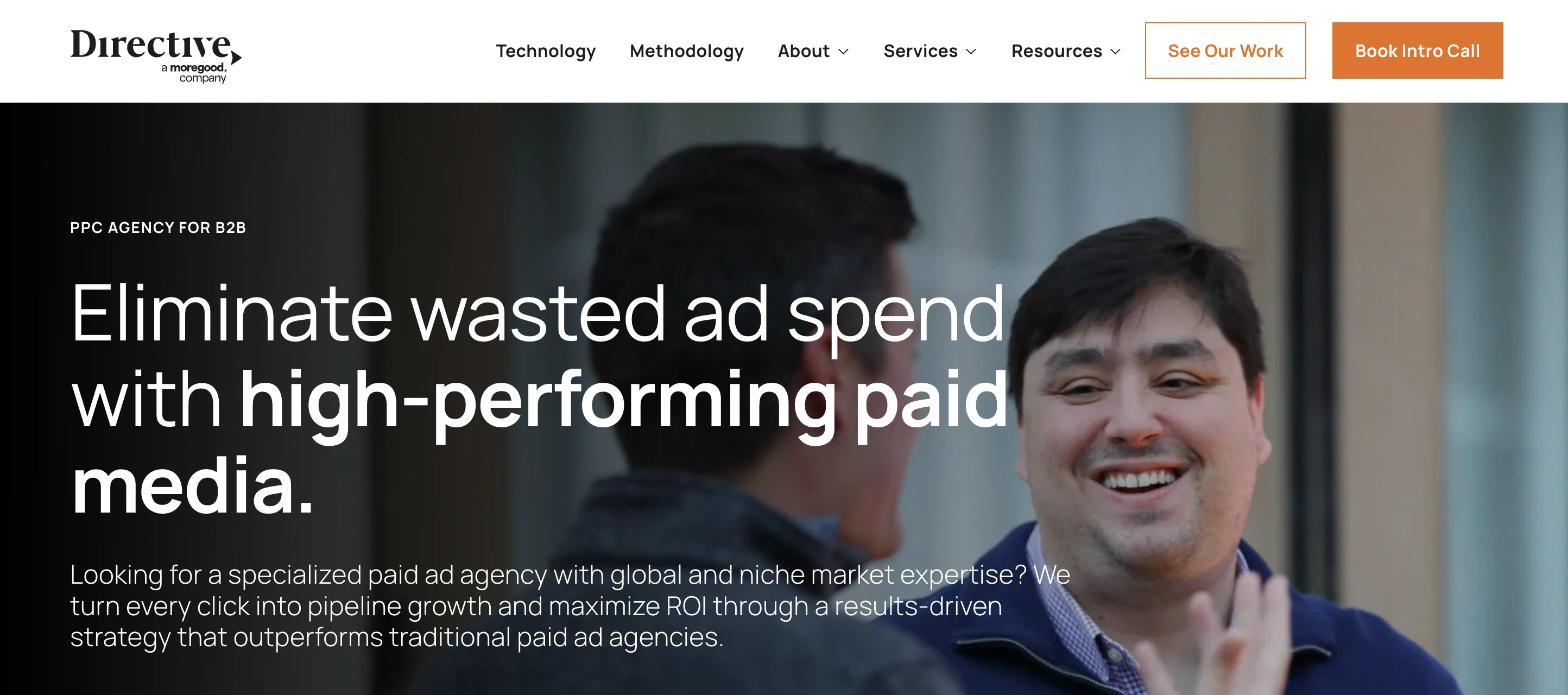 Screenshot of Directive homepage