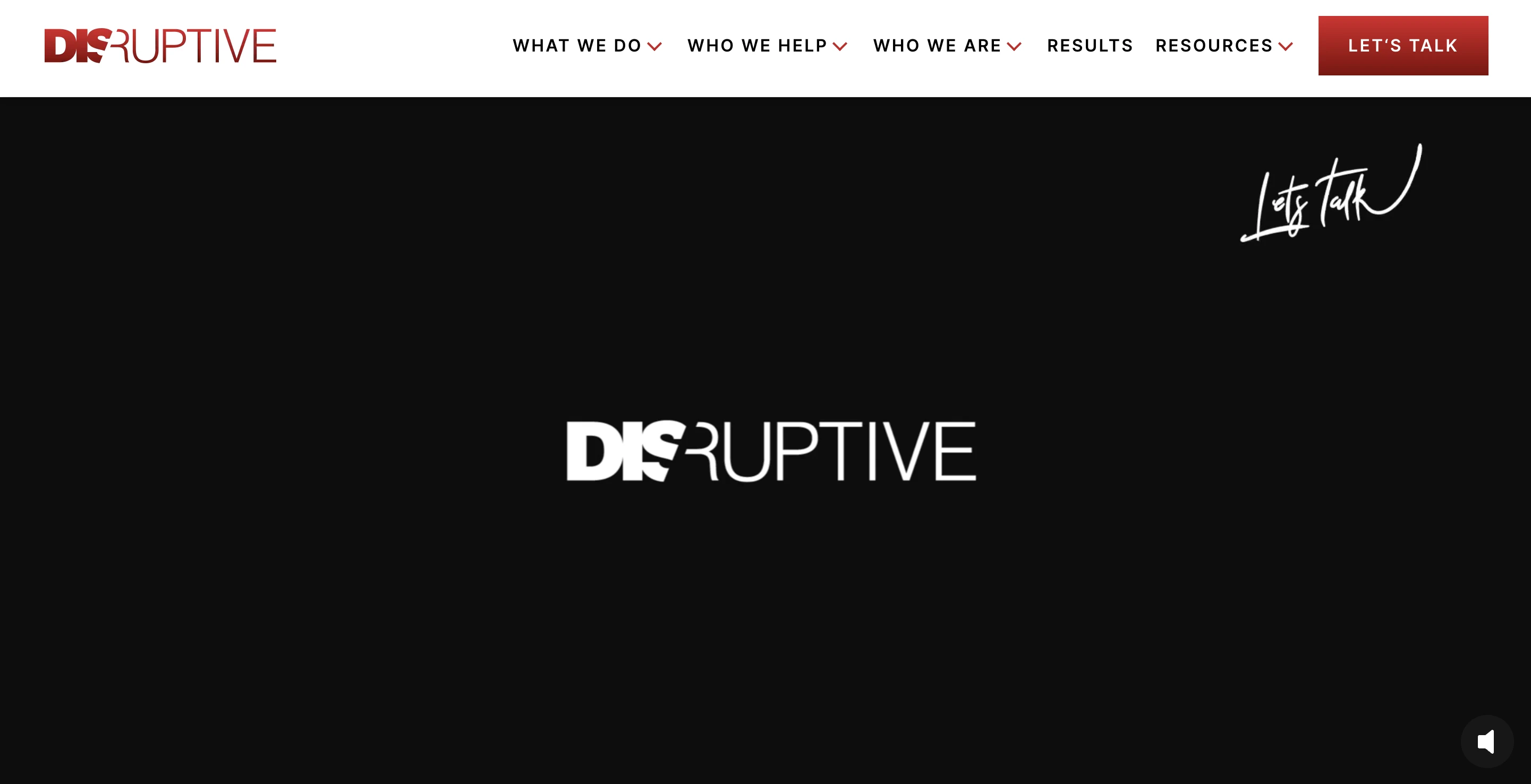 Screenshot of Disruptive homepage