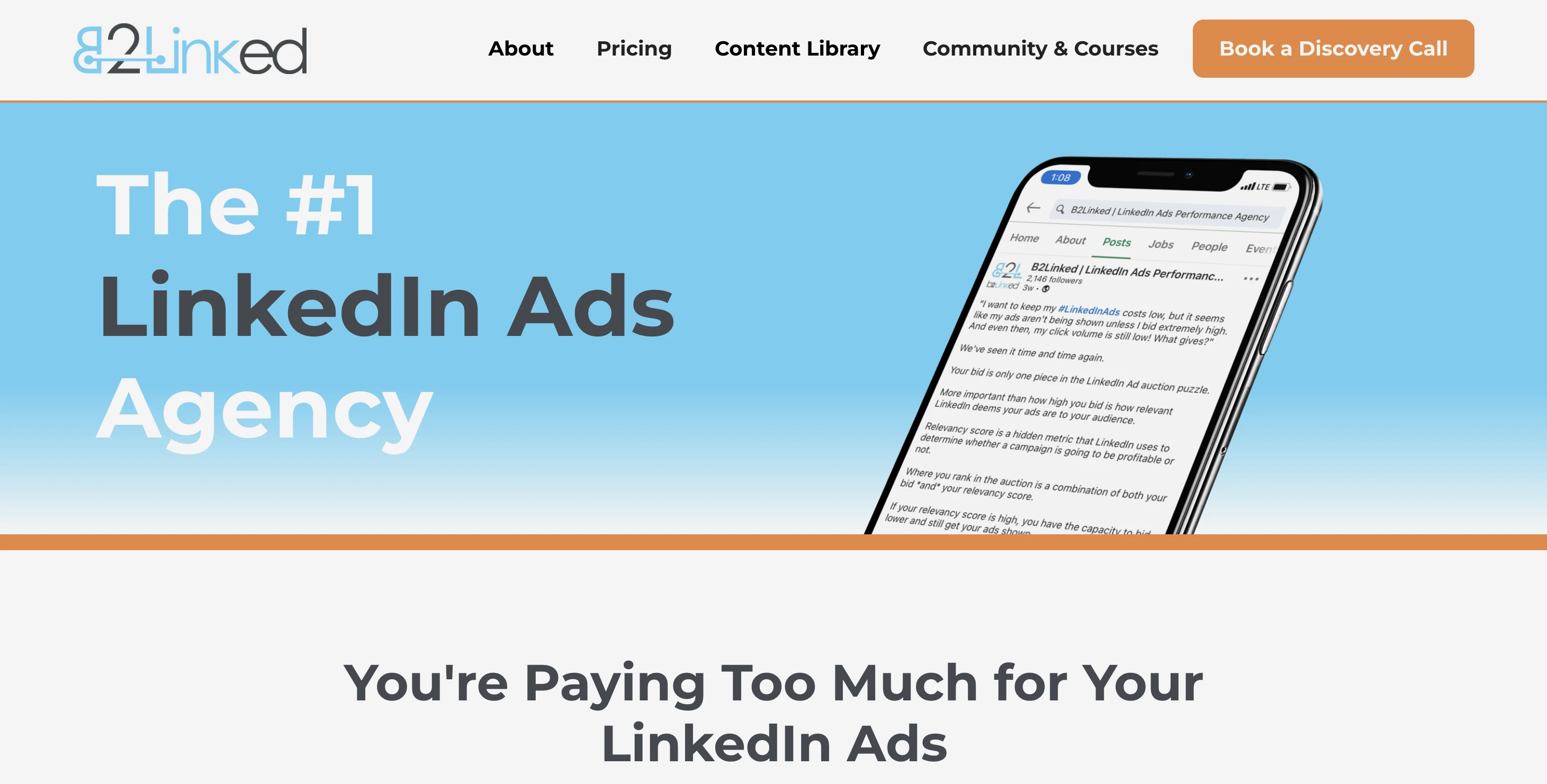 Screenshot of B2Linked Homepage