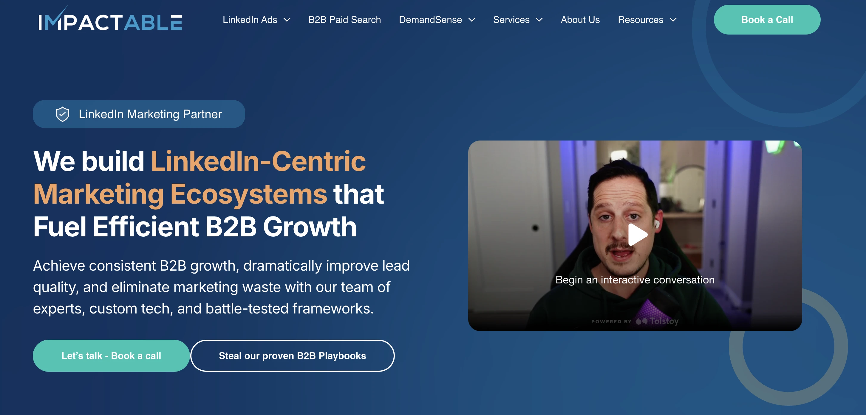 Screenshot of Impactable hompage