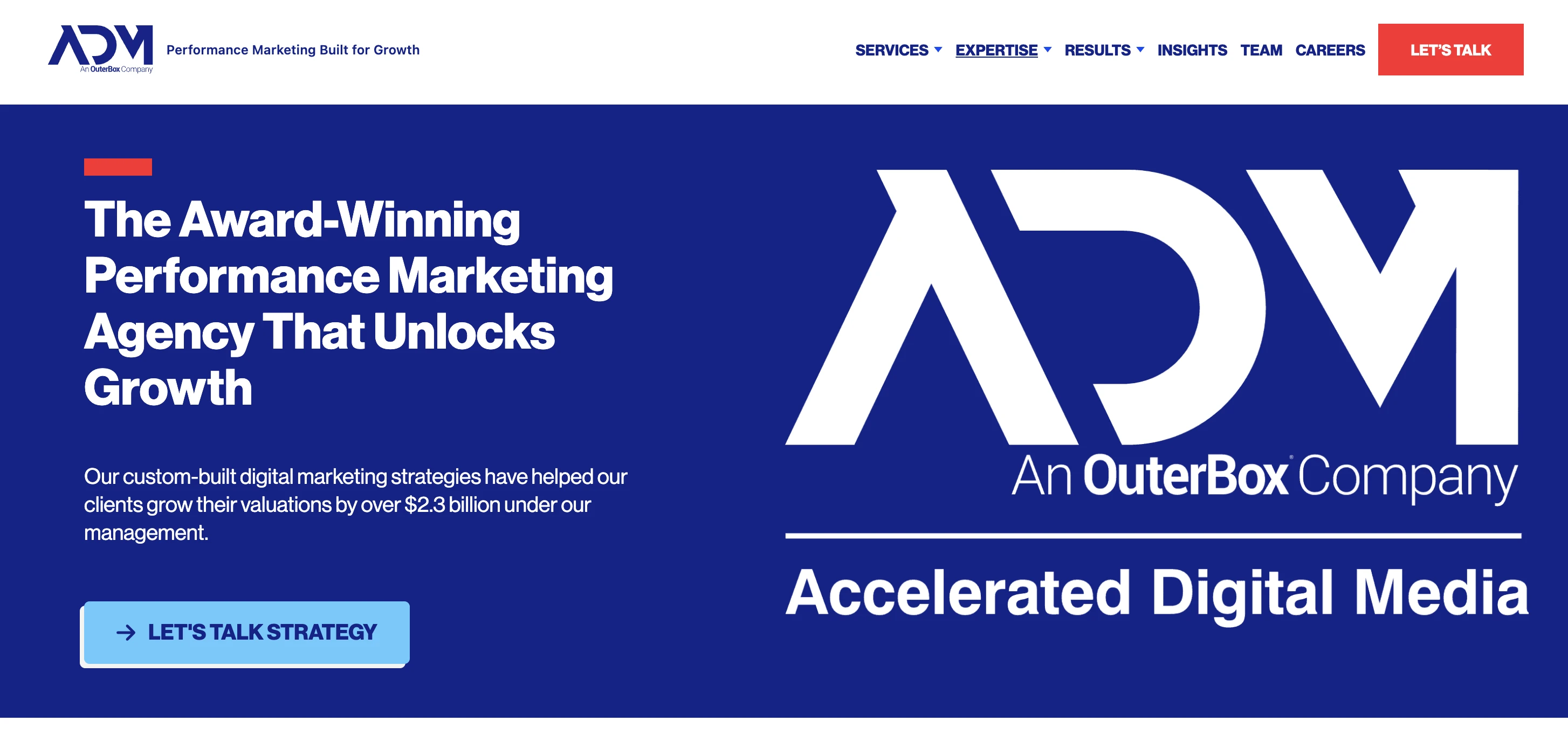 Screenshot of ADM platform