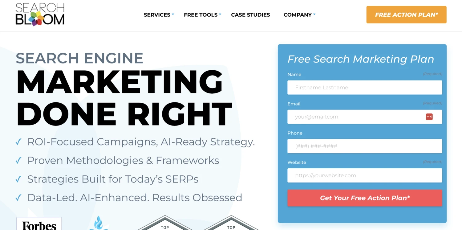 Screenshot of Searchbloom platform