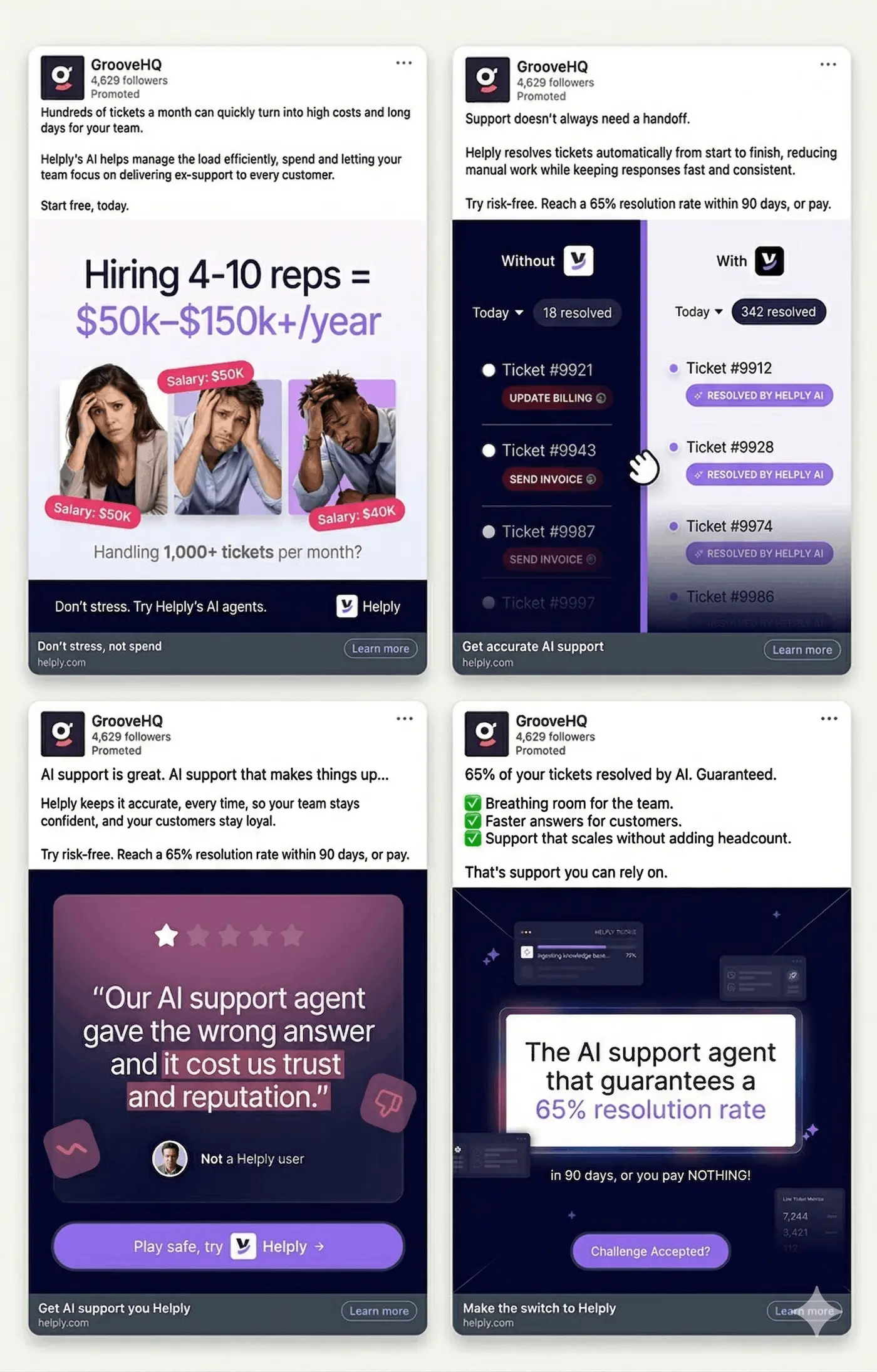 Helply LinkedIn Ads examples