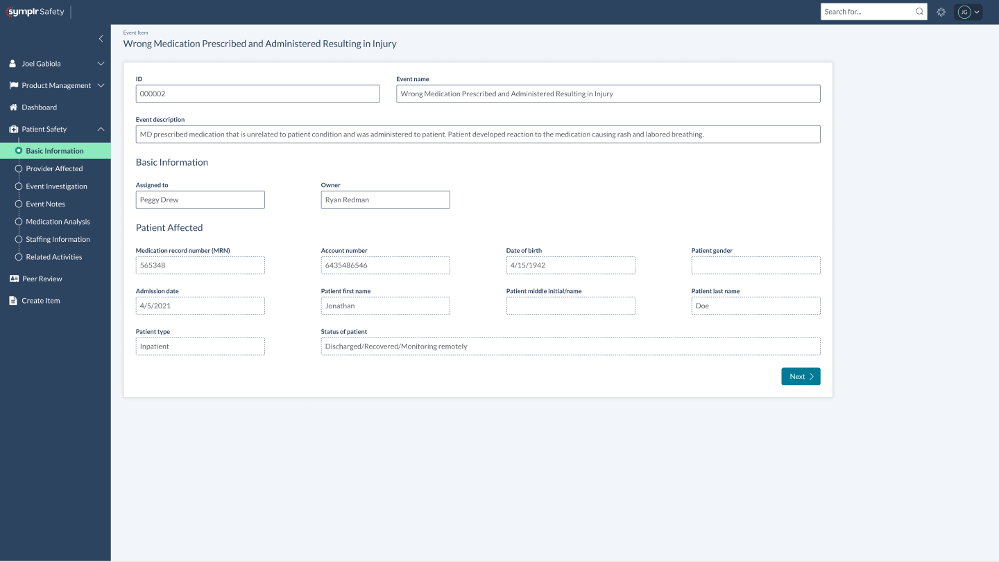 Safety investigation basic information