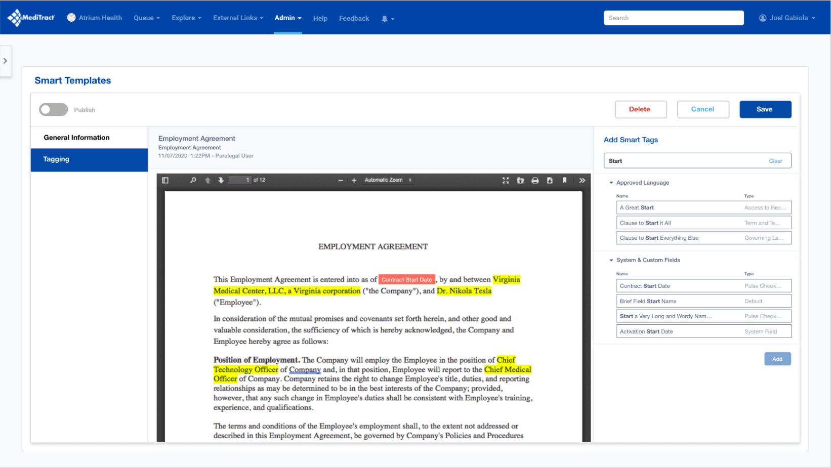 Connect text with smart tag