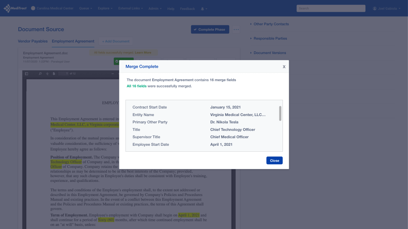 Verify merging complete