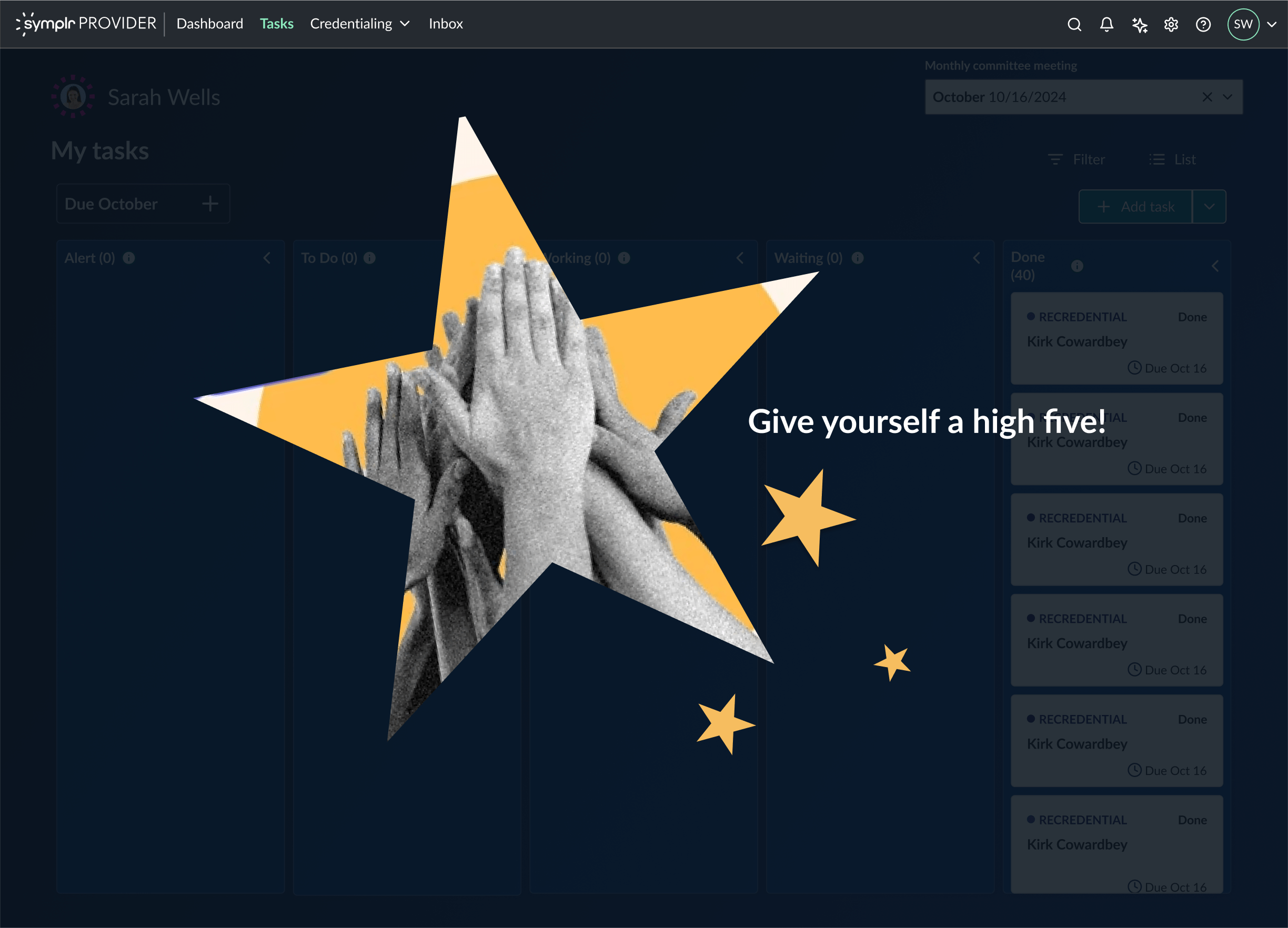 Credentialing completion animation
