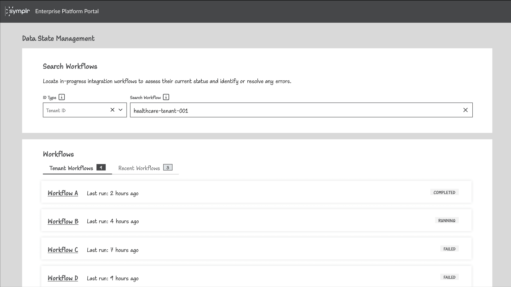 Wireframes for Data State Management