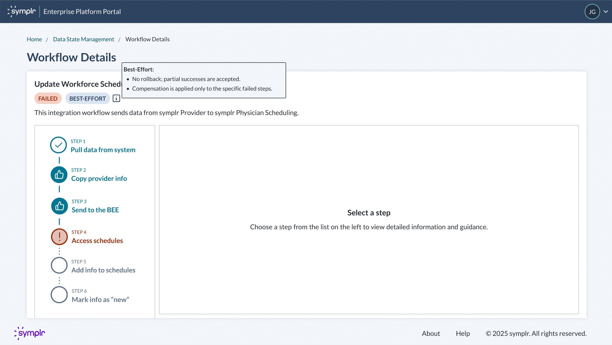 Workflow details page.