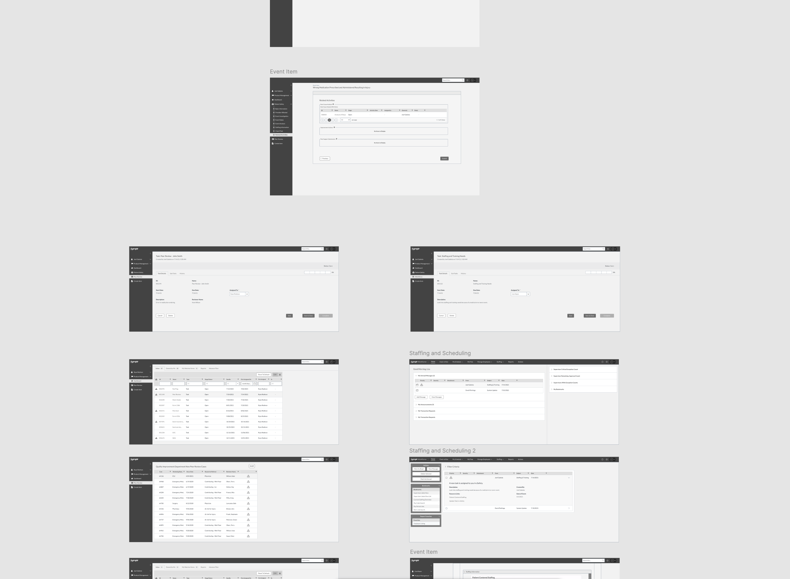 Medication Error Wireframes