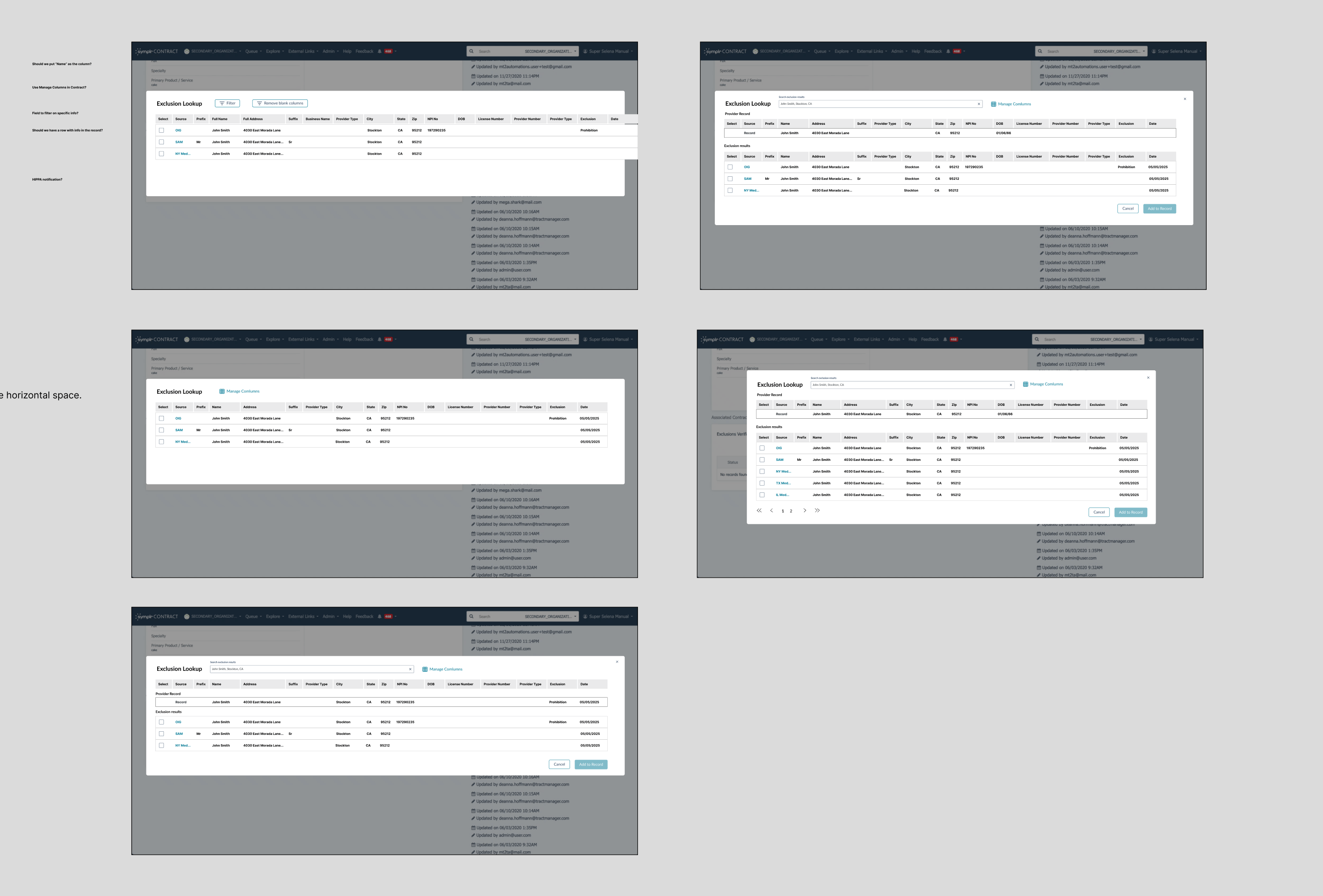 Contract / Access Wireframes