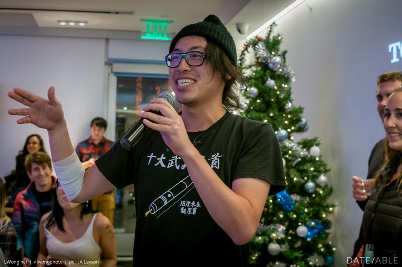 man asking a question at the Dateable live show