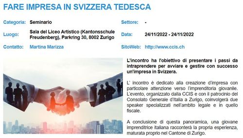 Fare impresa in Svizzera tedesca