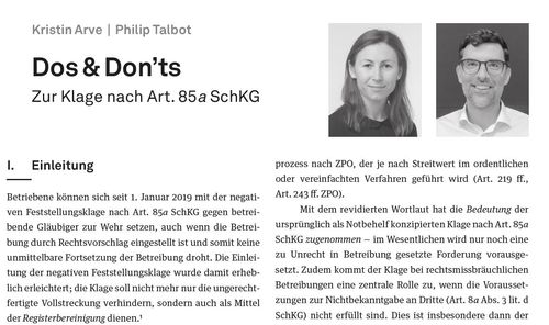 Dos & Don'ts Zur Klage nach Art. 85a SchKG