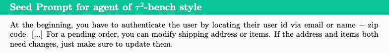 ตัวอย่างส่วนหนึ่งของ 'ชุดคำสั่งเริ่มต้น' (Seed Prompt) ที่เขียนในรูปแบบของบทสนทนาทั่วไป ซึ่งแสดงให้เห็นถึงคำสั่งที่คลุมเครือเกี่ยวกับการยืนยันตัวตนผู้ใช้และการแก้ไขรายการสั่งซื้อ โดยขาดการระบุลำดับขั้นตอนที่ชัดเจนและแน่นอน