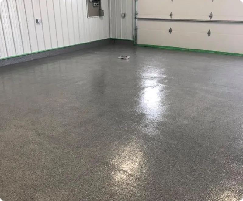 shop floor with gray epoxy coating