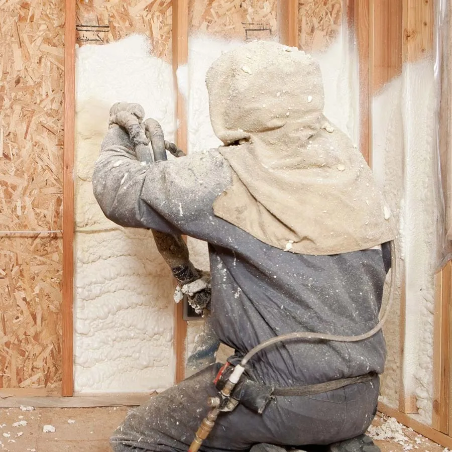 spray foam wall closeup