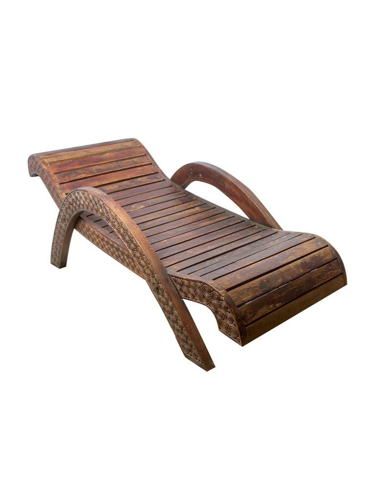 Balinese wooden sun lounger chair
