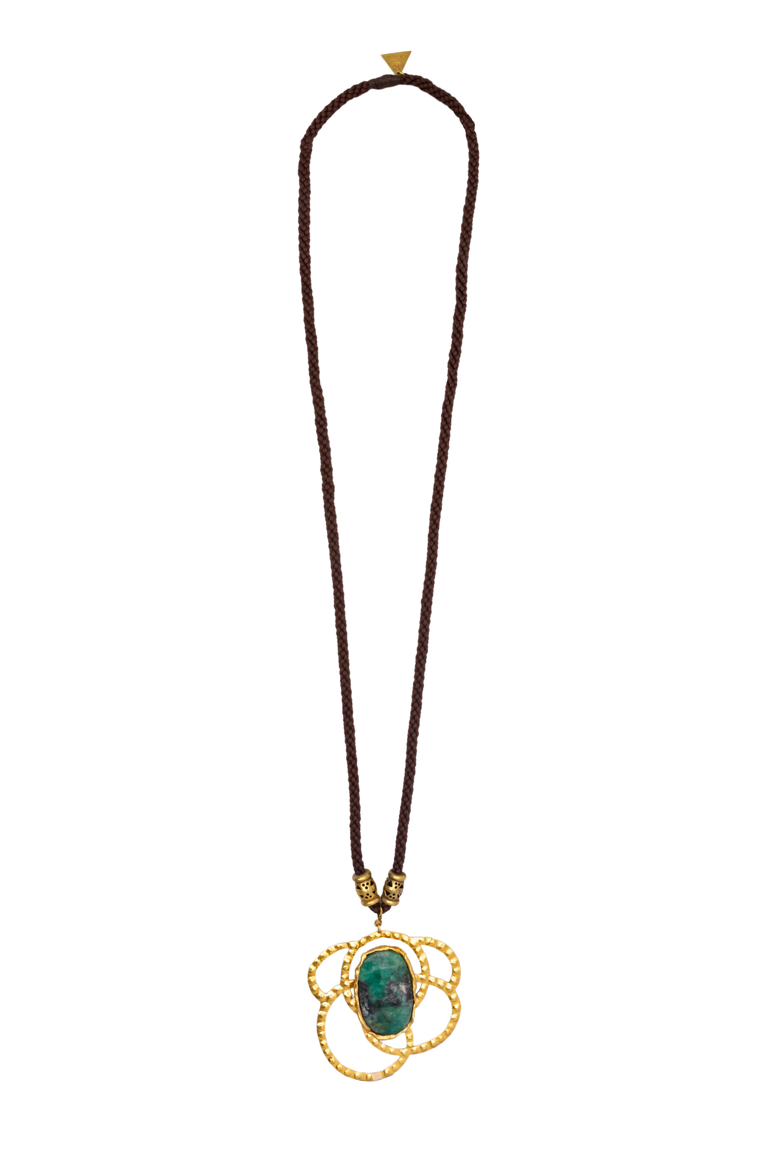 Long necklace and pendant in emerald crystal