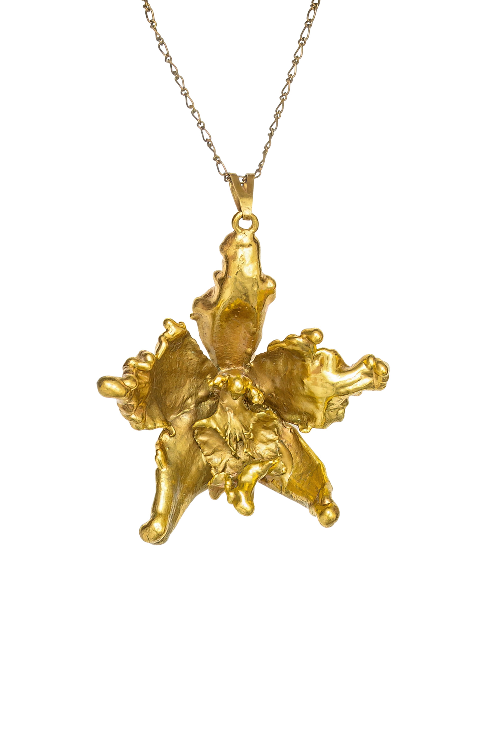 Broche - Dije orquídea dorada.