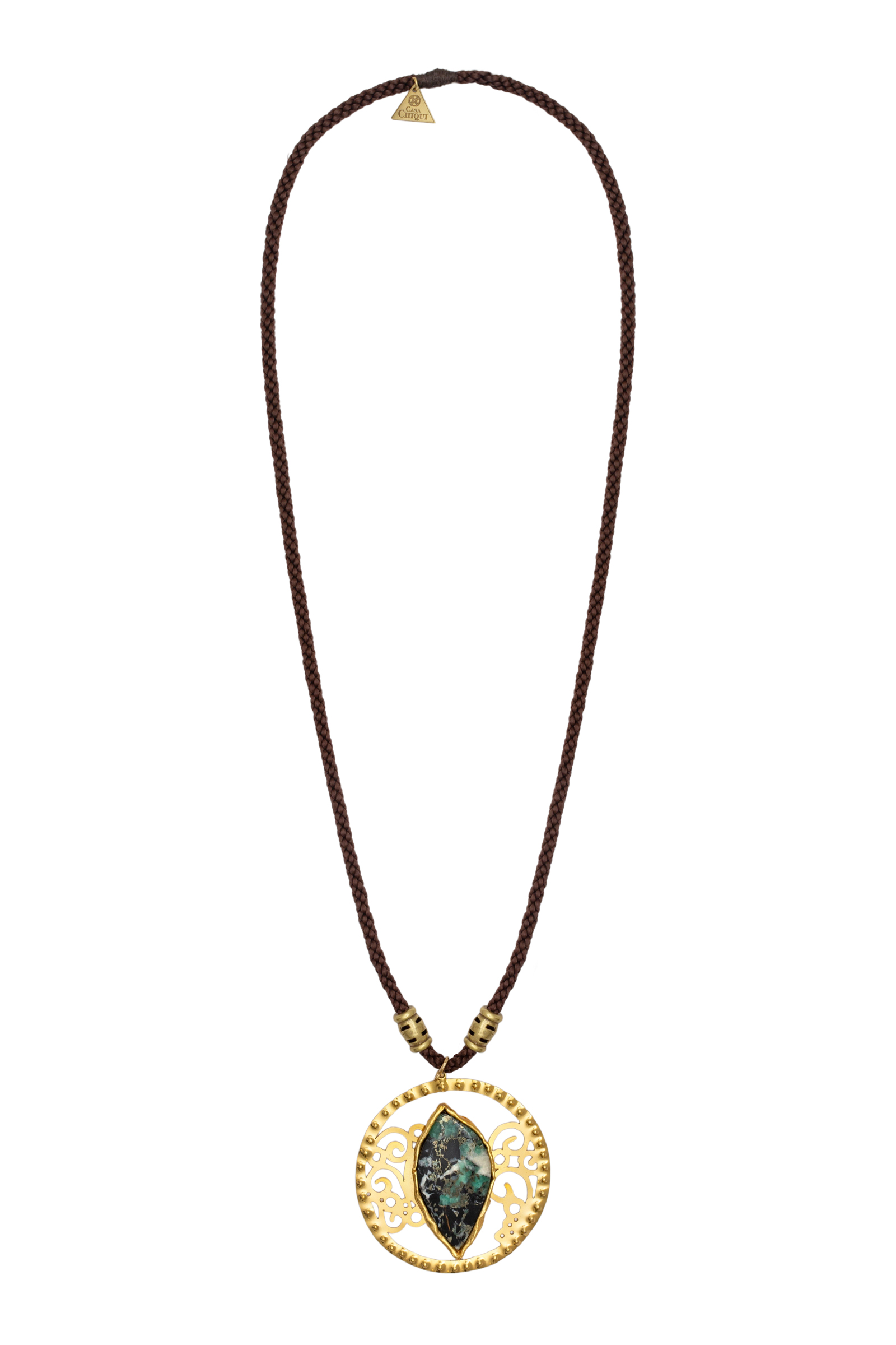 Collar lágrima y dije de cristal de esmeralda