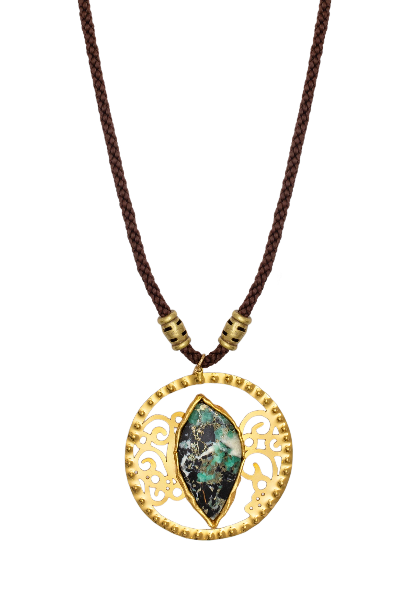 Collar lágrima y dije de cristal de esmeralda