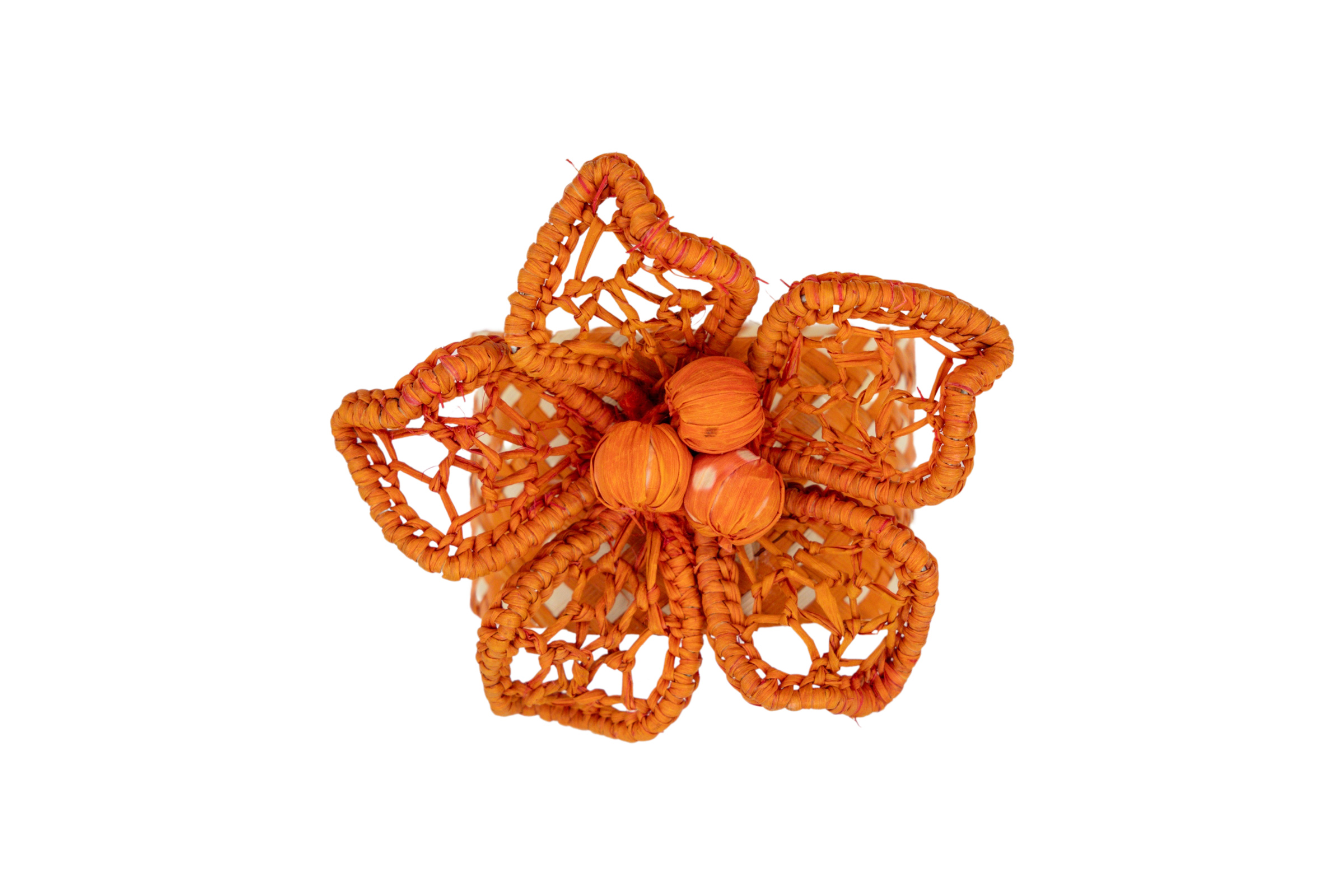 Set X 8 Orange iraca  flower napkin holders