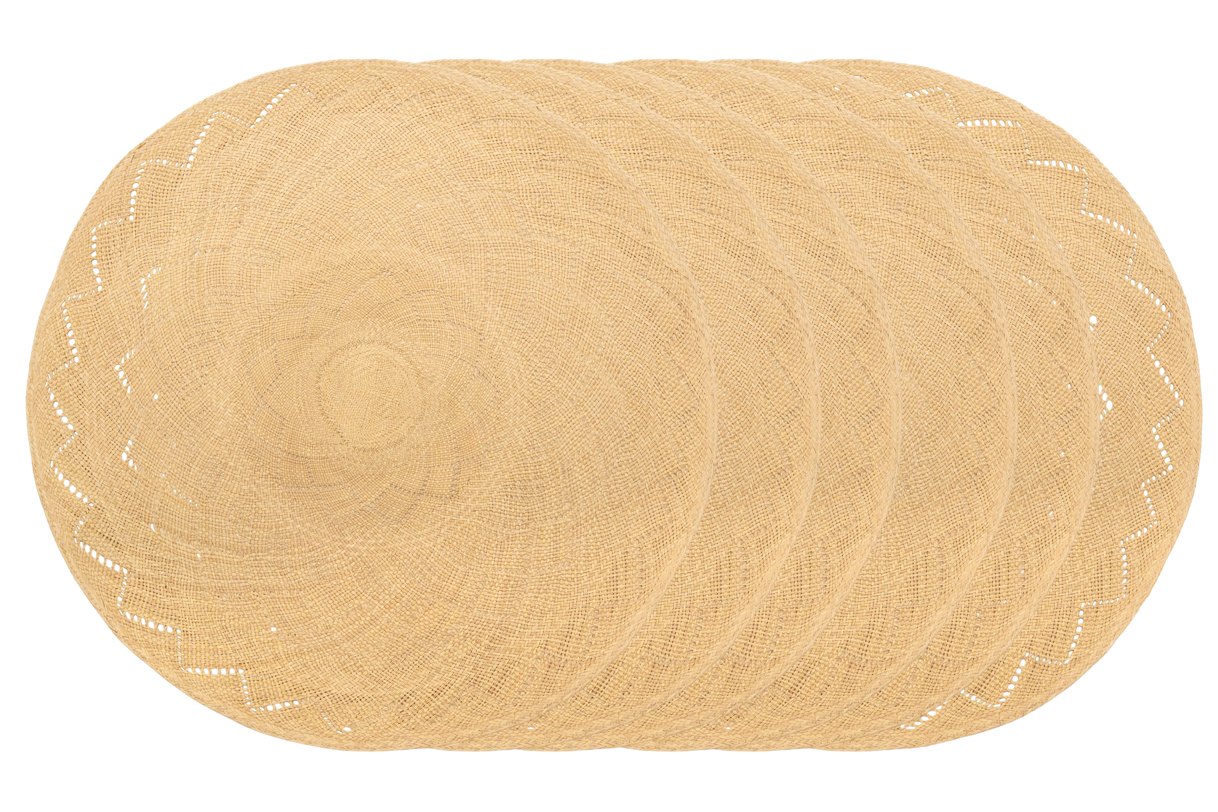 Set x 6 superfine iraca fretworked placemats.
