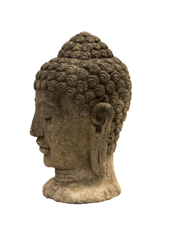 Stone sculpture Buddha head, light gray