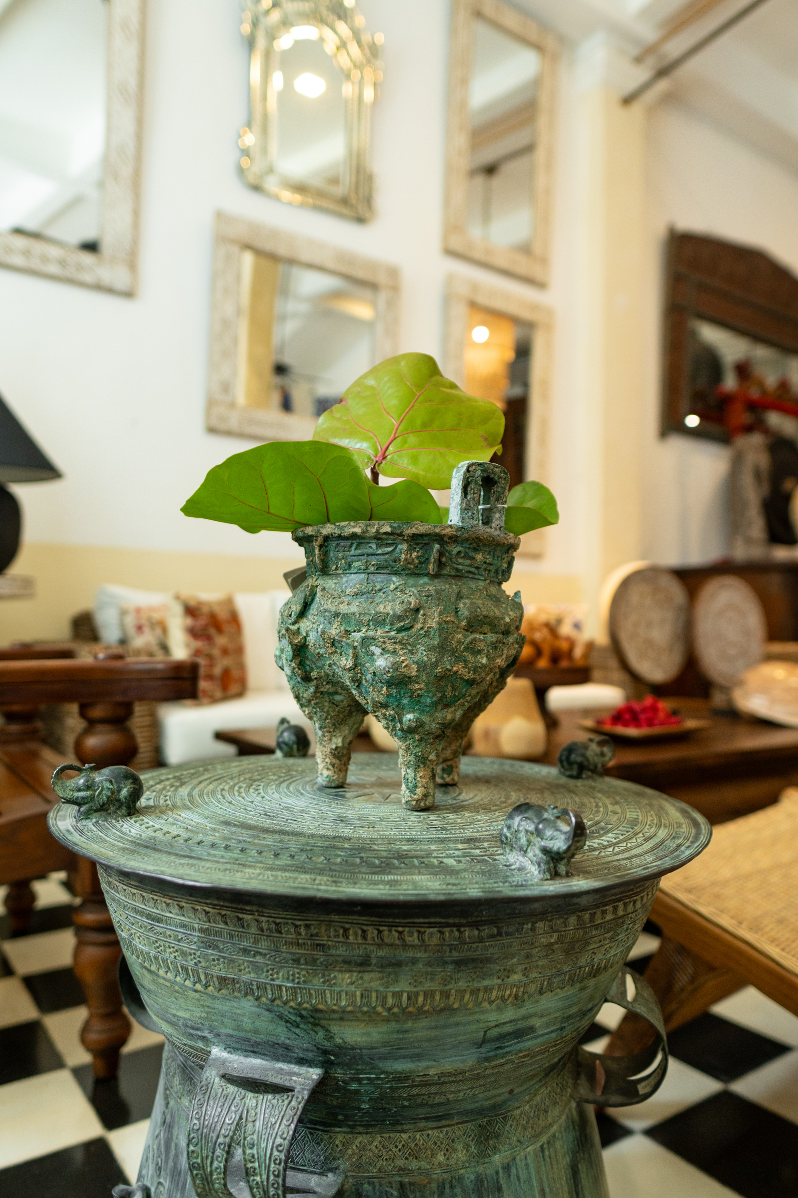 Vintage vase in bronze two handles