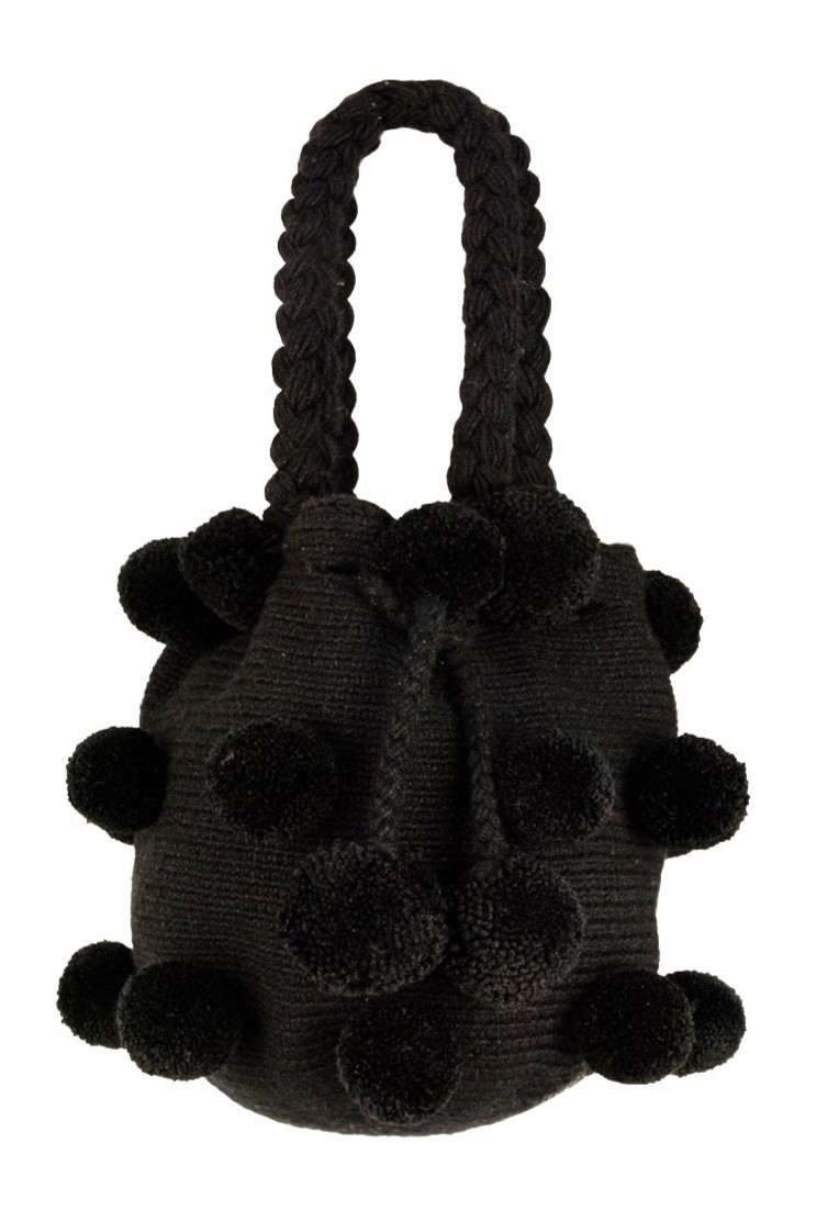 Mochila 26 Pompones grande - Negra