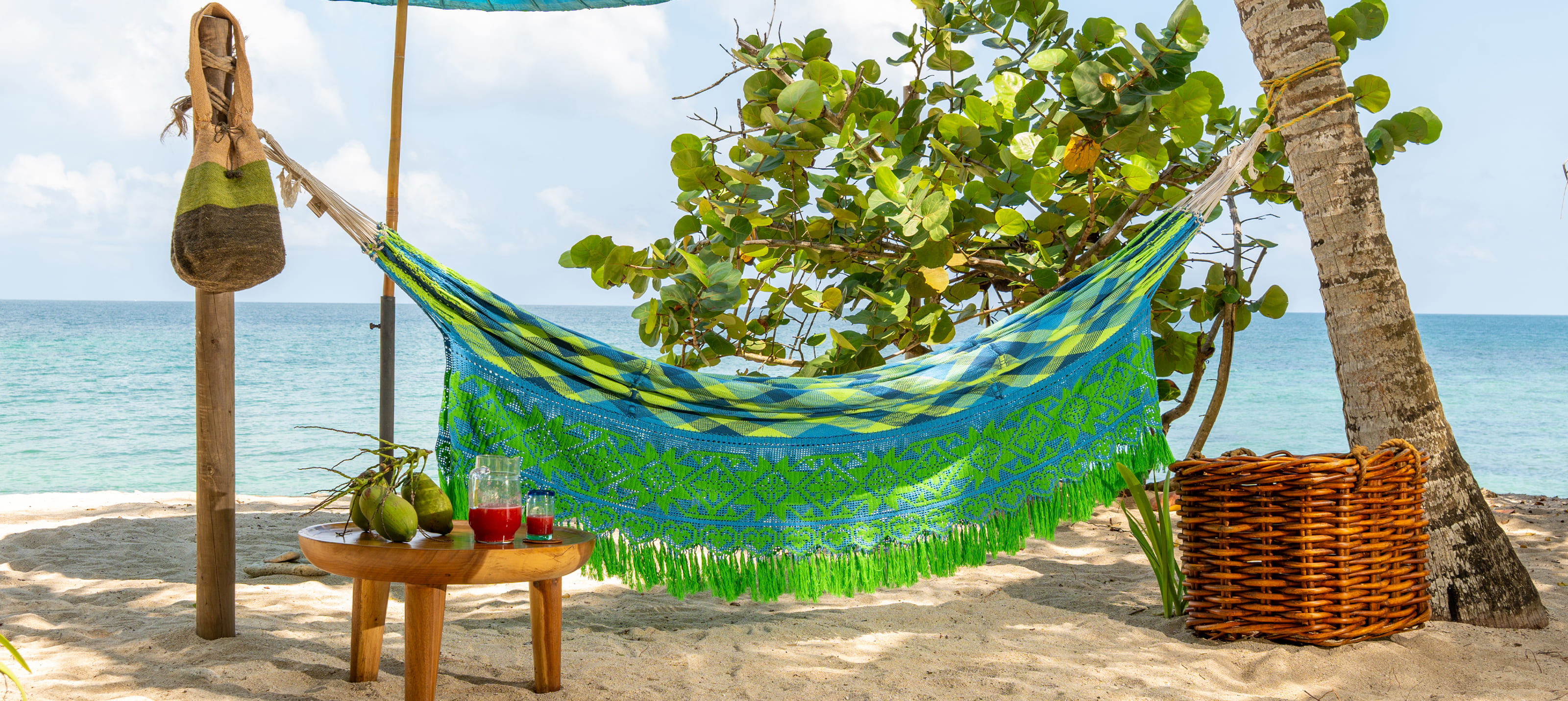 Chinchorro wayuu tonos verde - azules