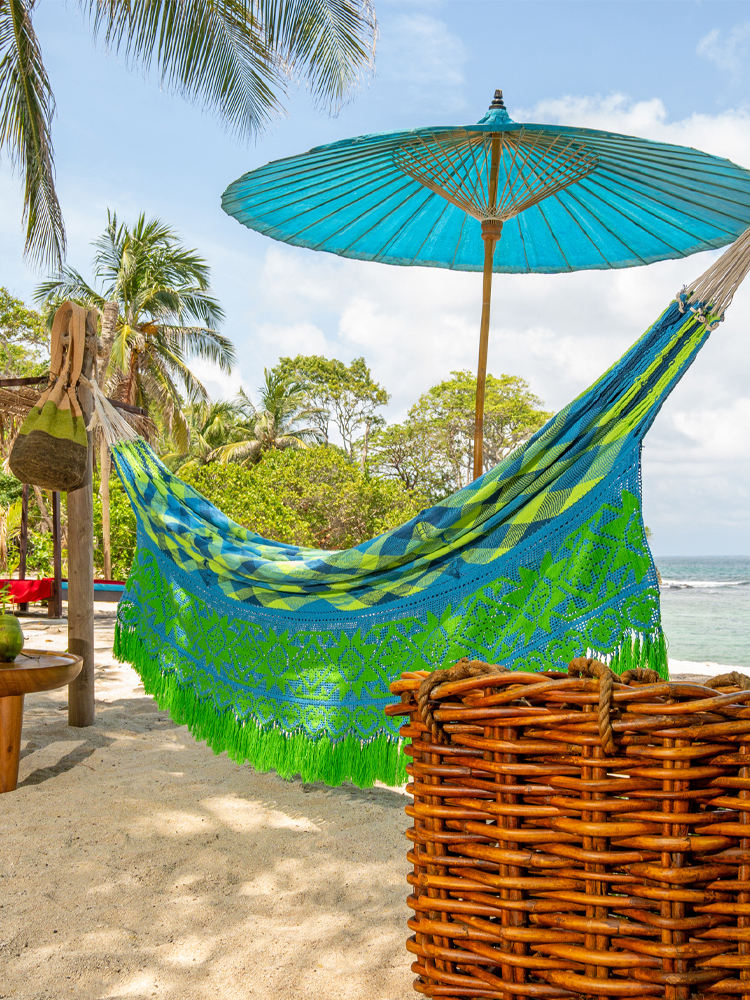 Chinchorro wayuu tonos verde - azules