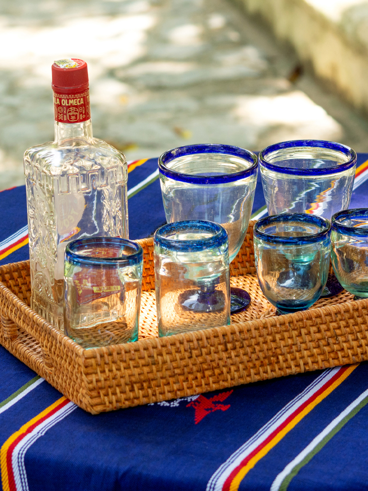 Bandeja rectangular en rattan 40 Cm