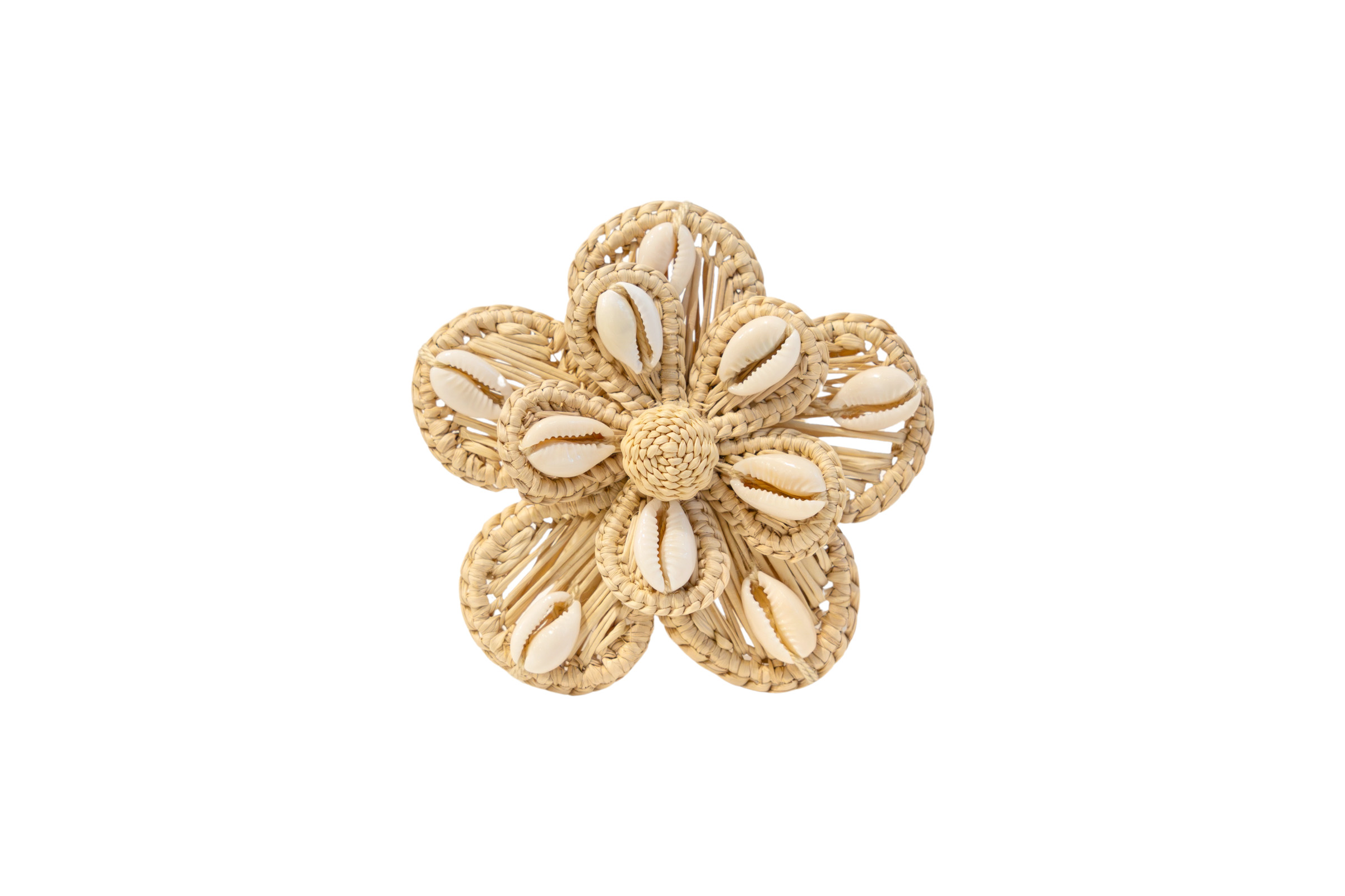 Set X 8 Seashell iraca Flowers Napkin Rings