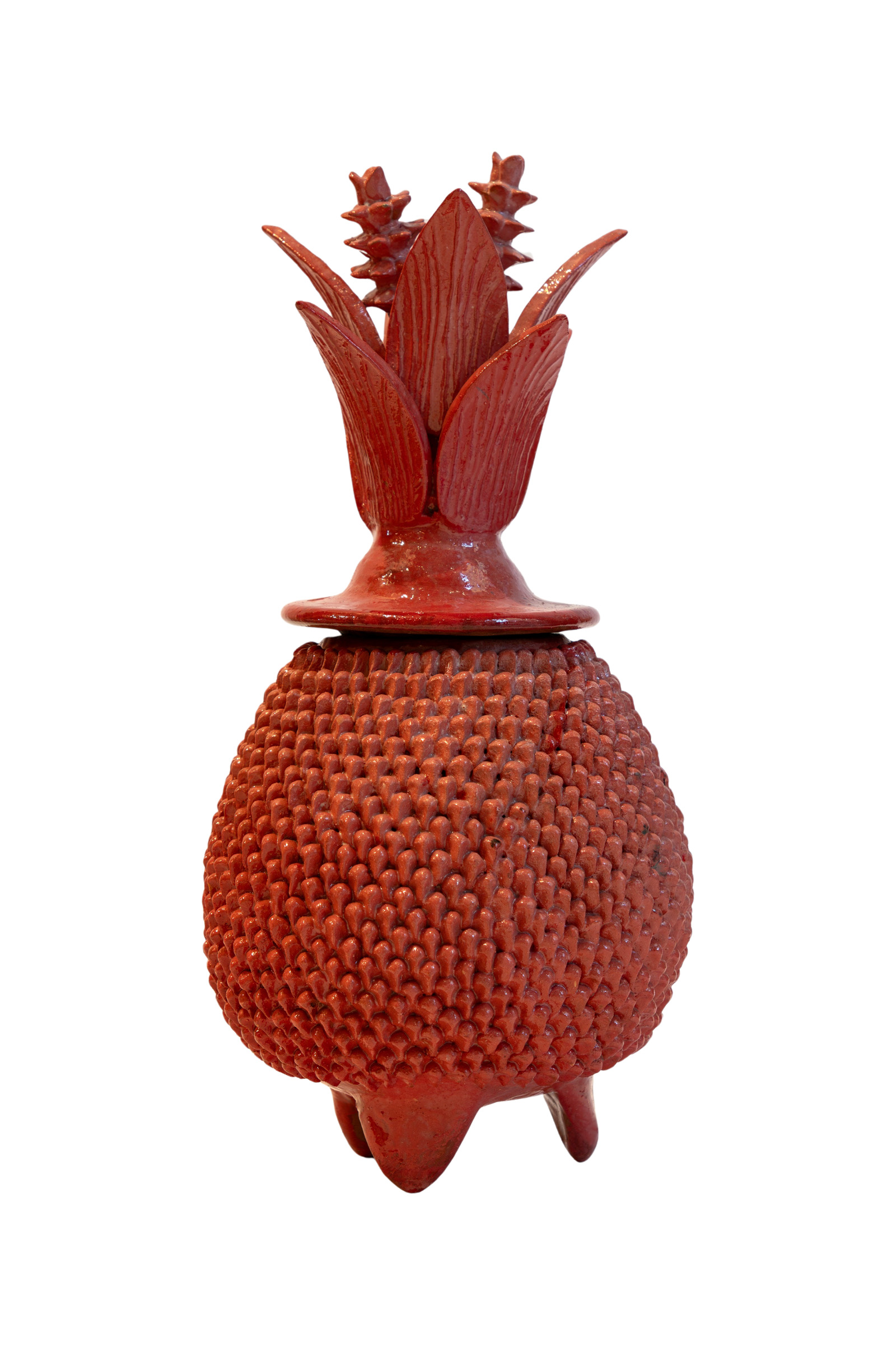 Mexican pineapple in red ceramic - Michoacán 40 Cm