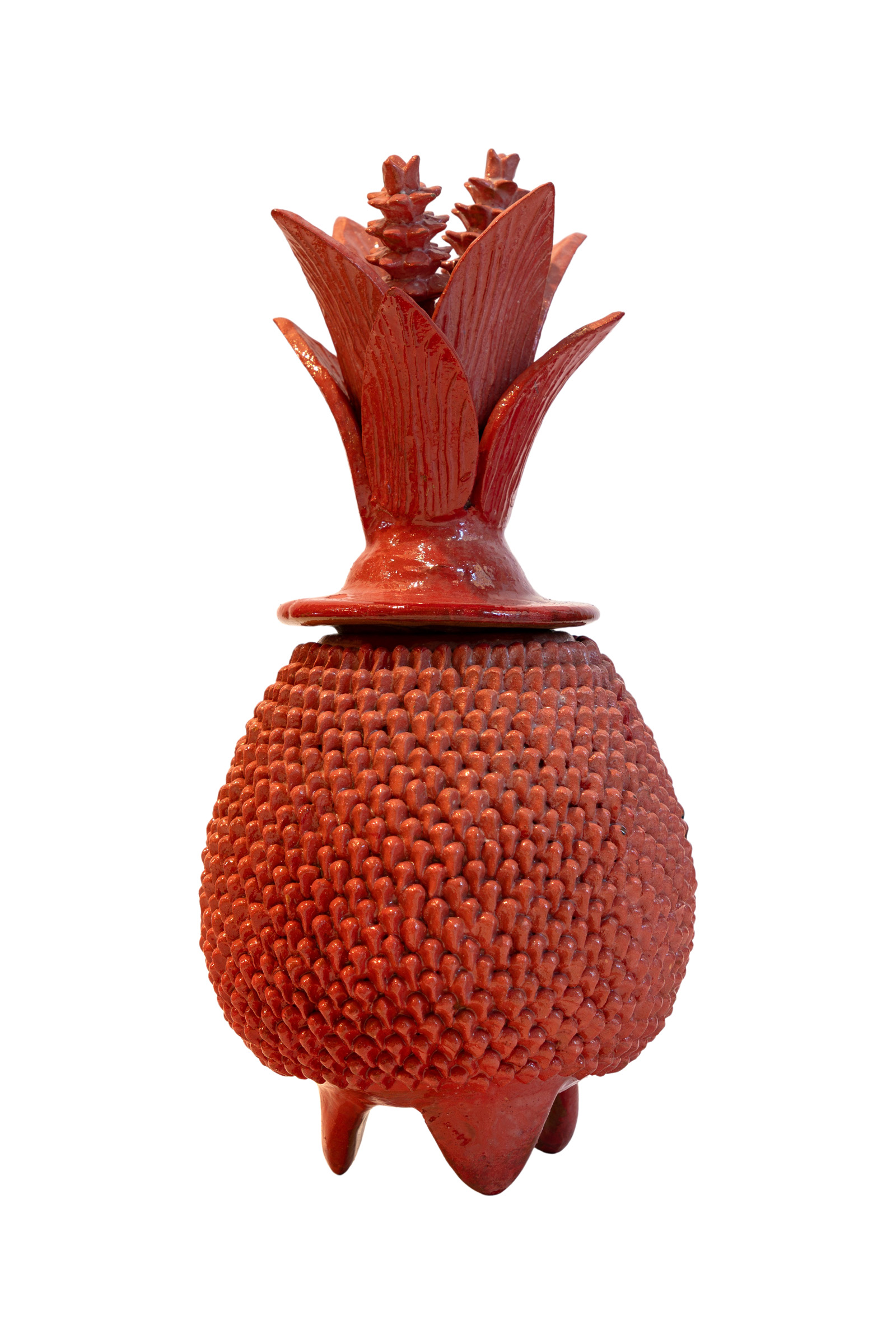 Mexican pineapple in red ceramic - Michoacán 40 Cm