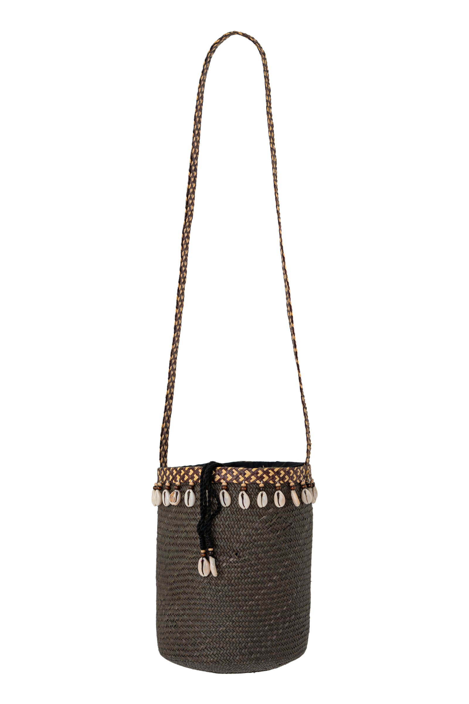 Bolso en caña flecha y caracoles - Marrón