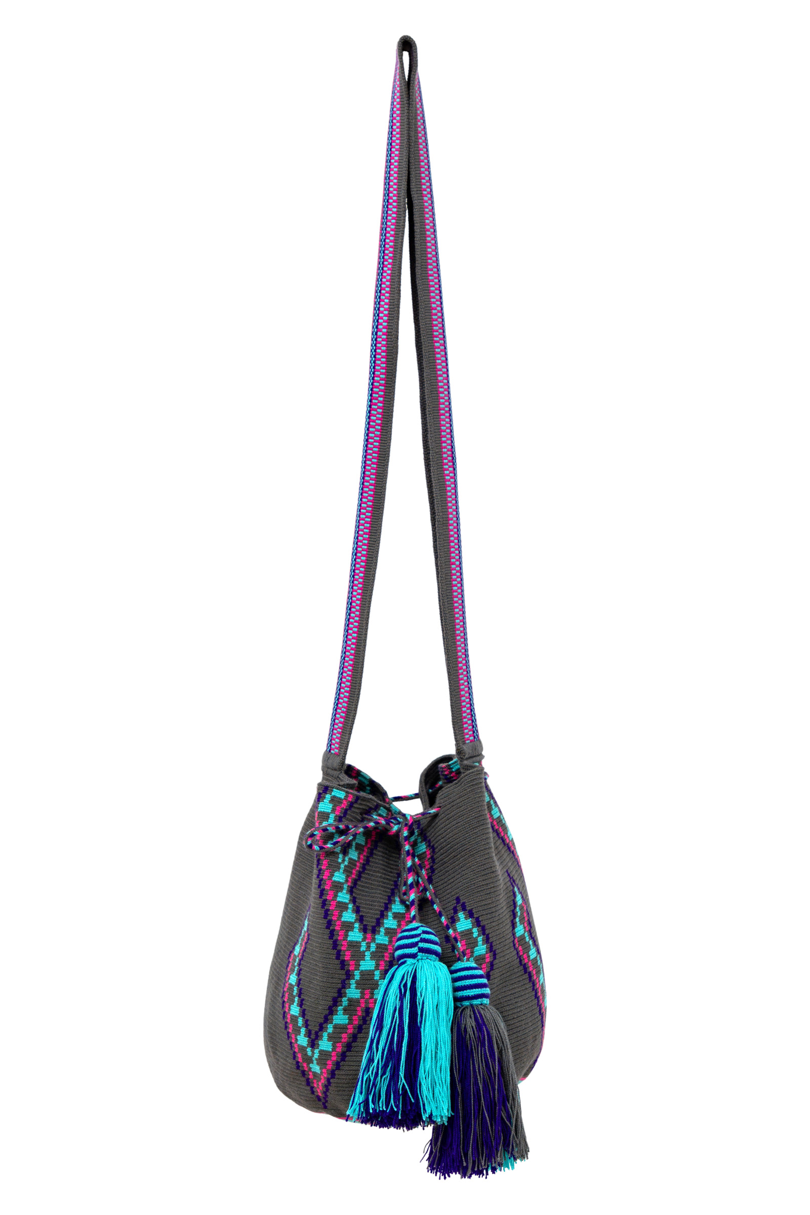 Mochila Wayuu- Gris y azul