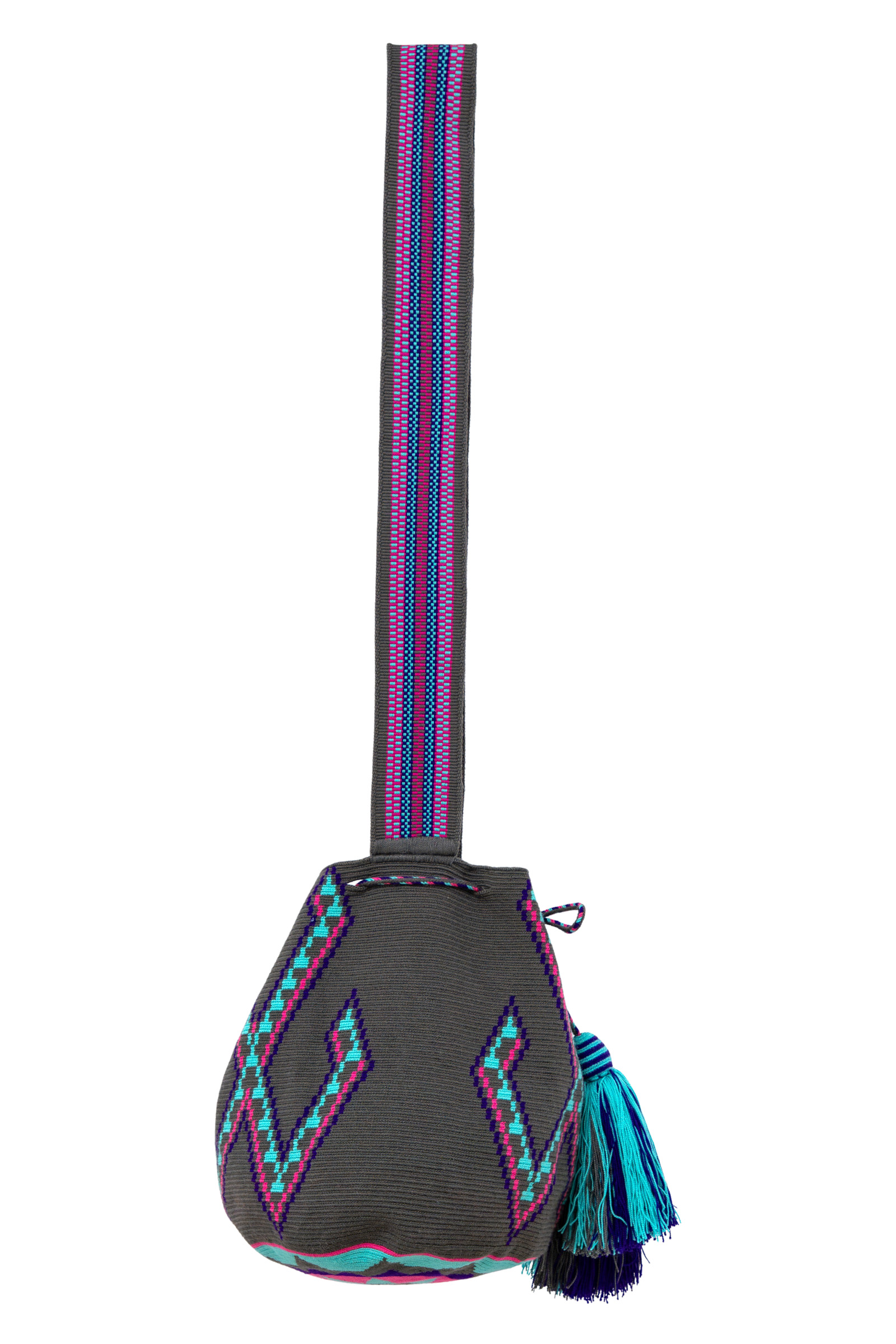 Mochila Wayuu- Gris y azul