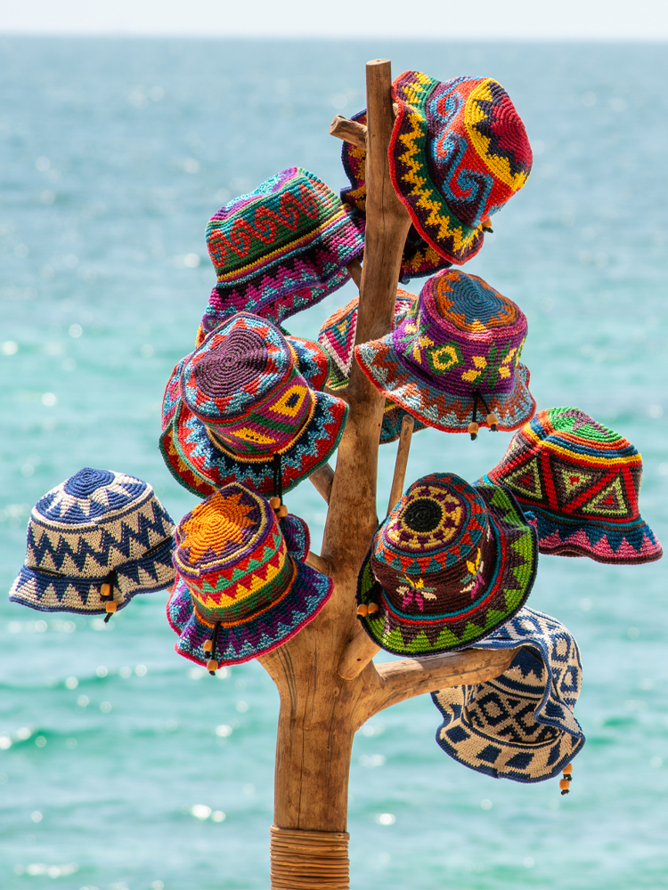 Sombrero tejido en hilo de algodón - Azul