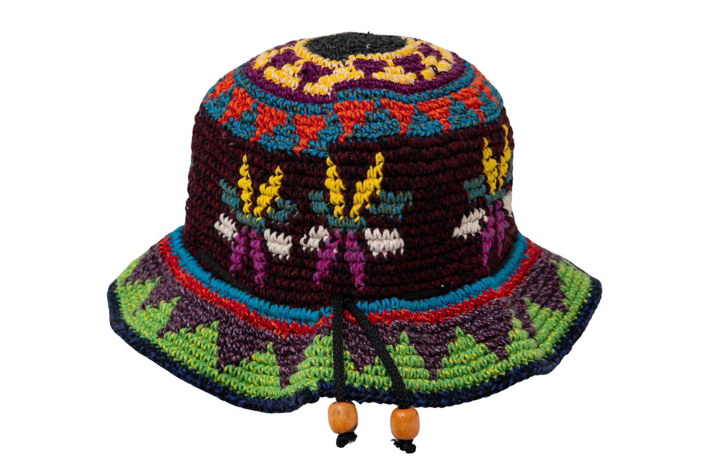 Sombrero tejido en hilo de algodón - Flores.