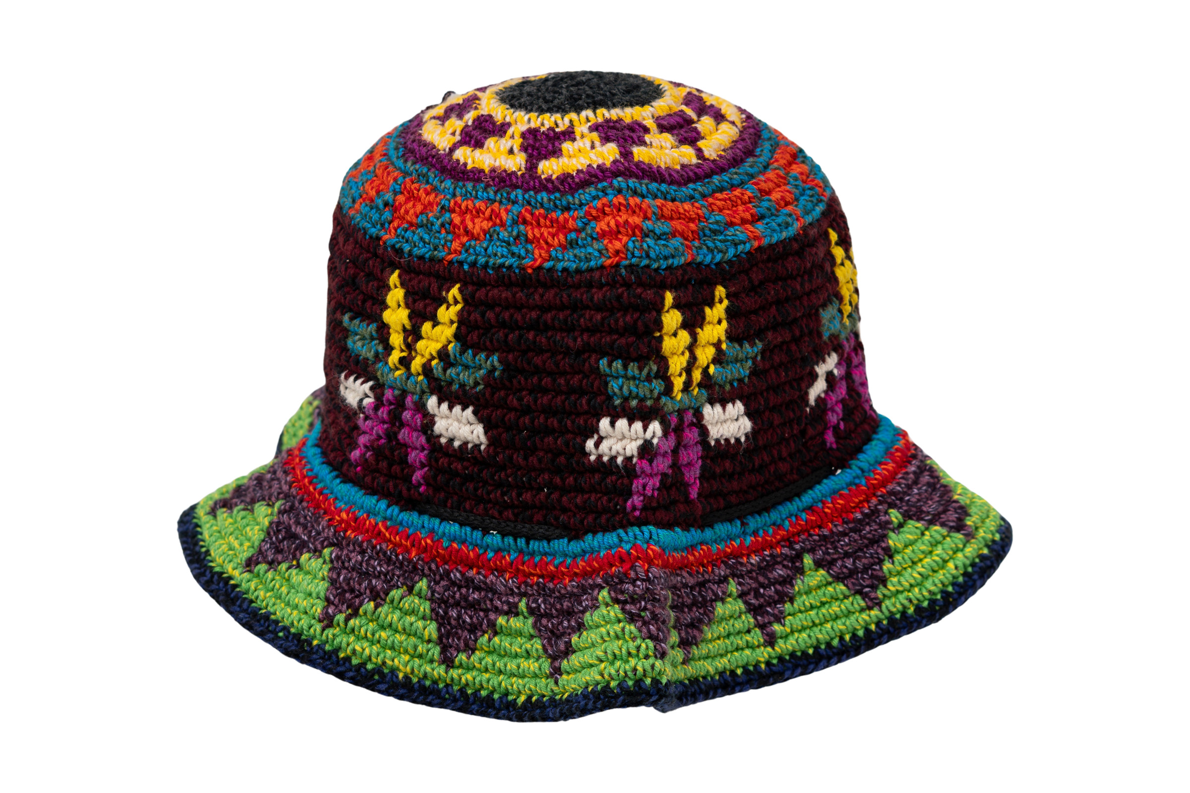 Sombrero tejido en hilo de algodón - Flores.