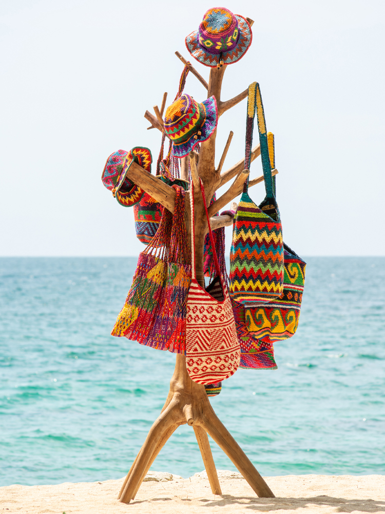 Cotton woven backpack. 