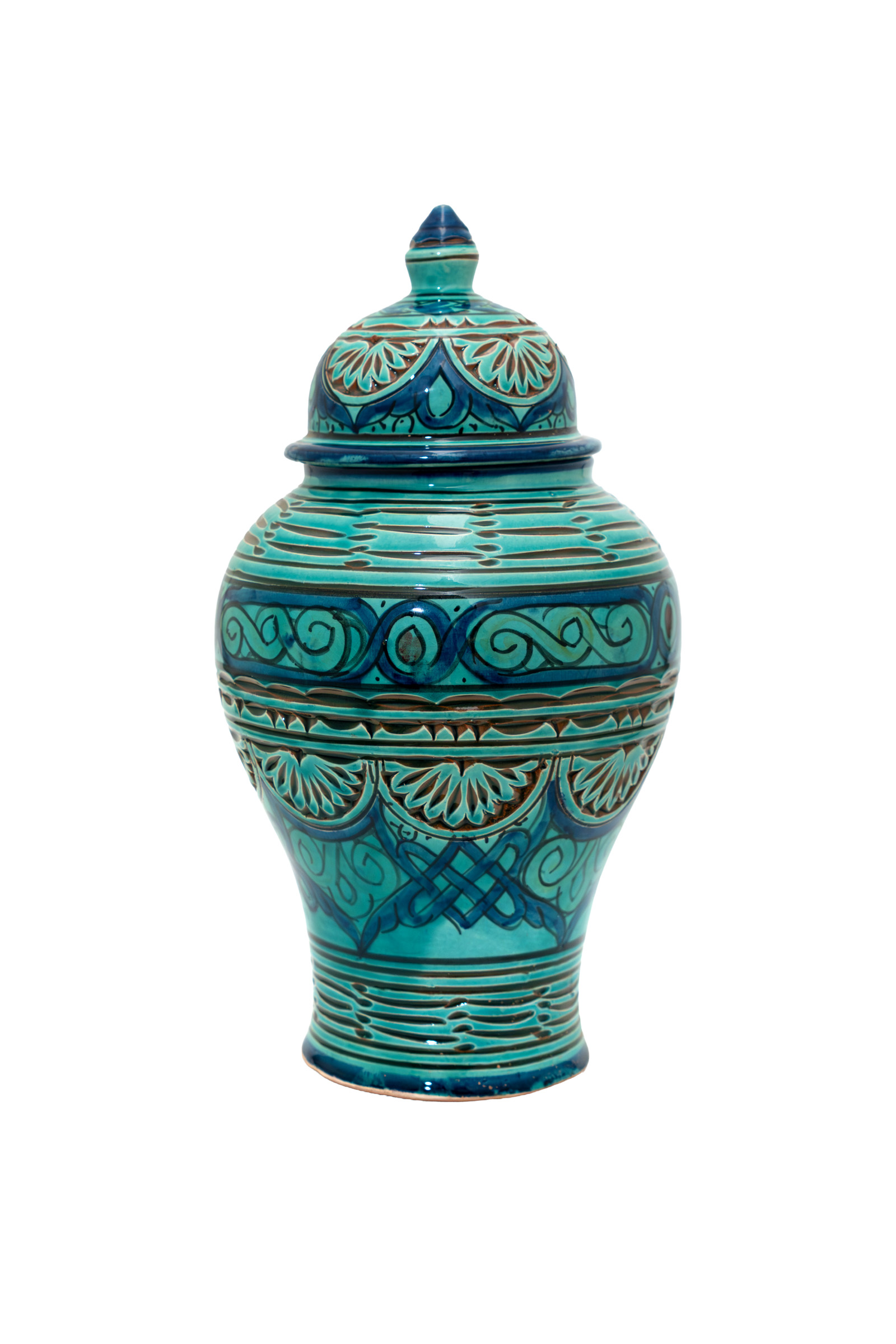 Ceramic vase with lid, 38 cm - Green.