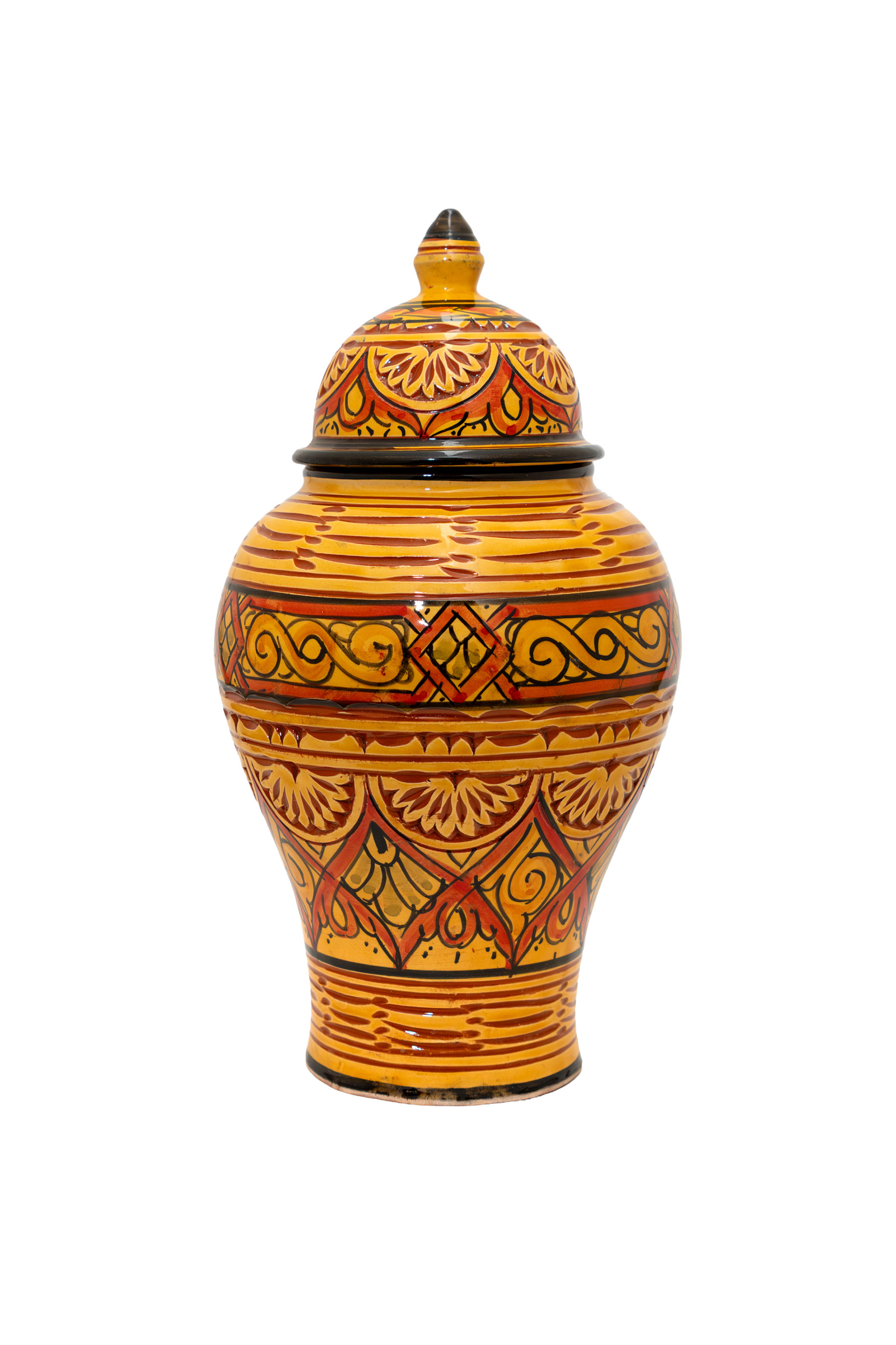 Ceramic vase with lid, 38 cm - Yellow.