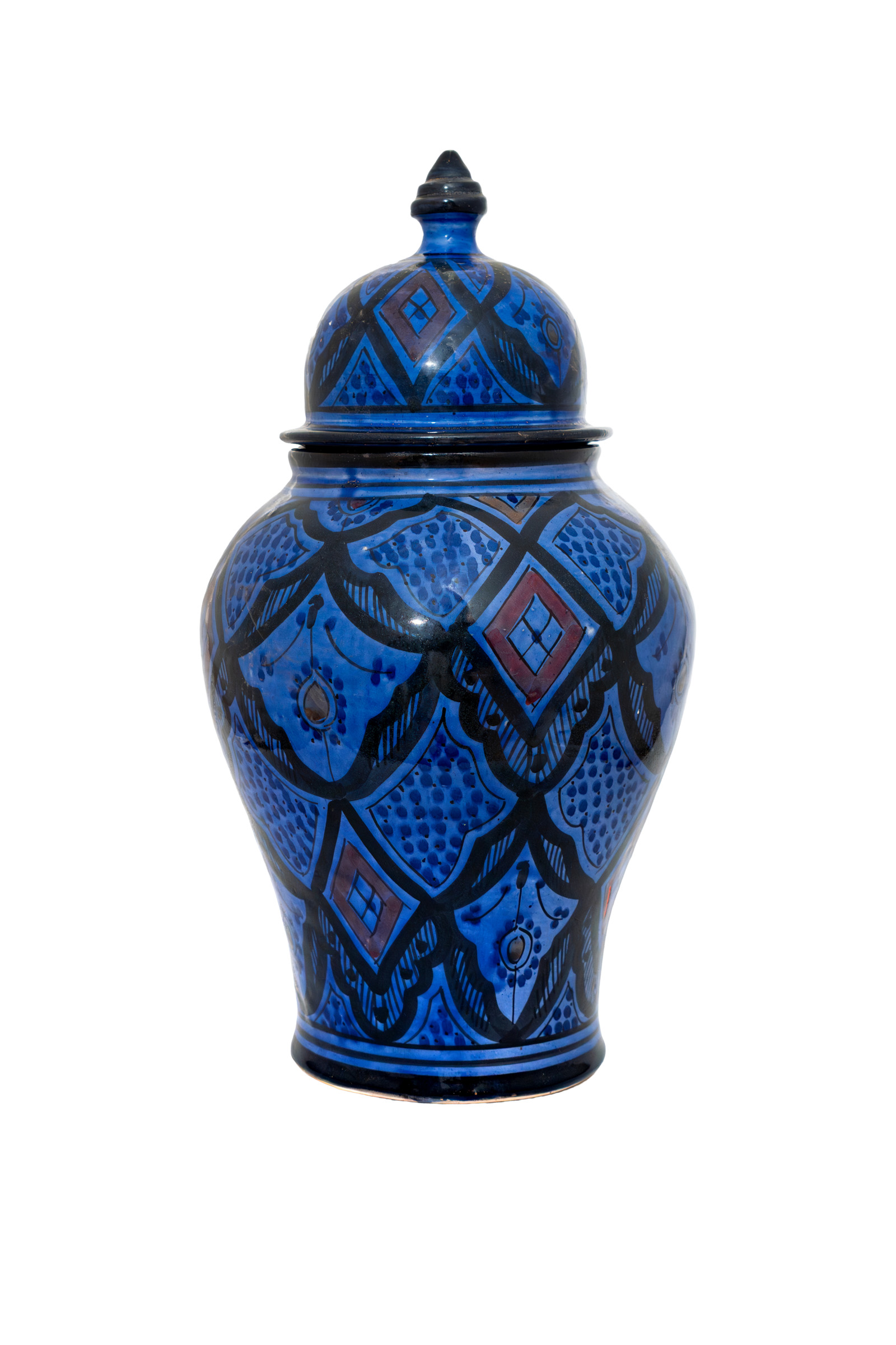 Ceramic vase with lid, 44 cm - Blue.