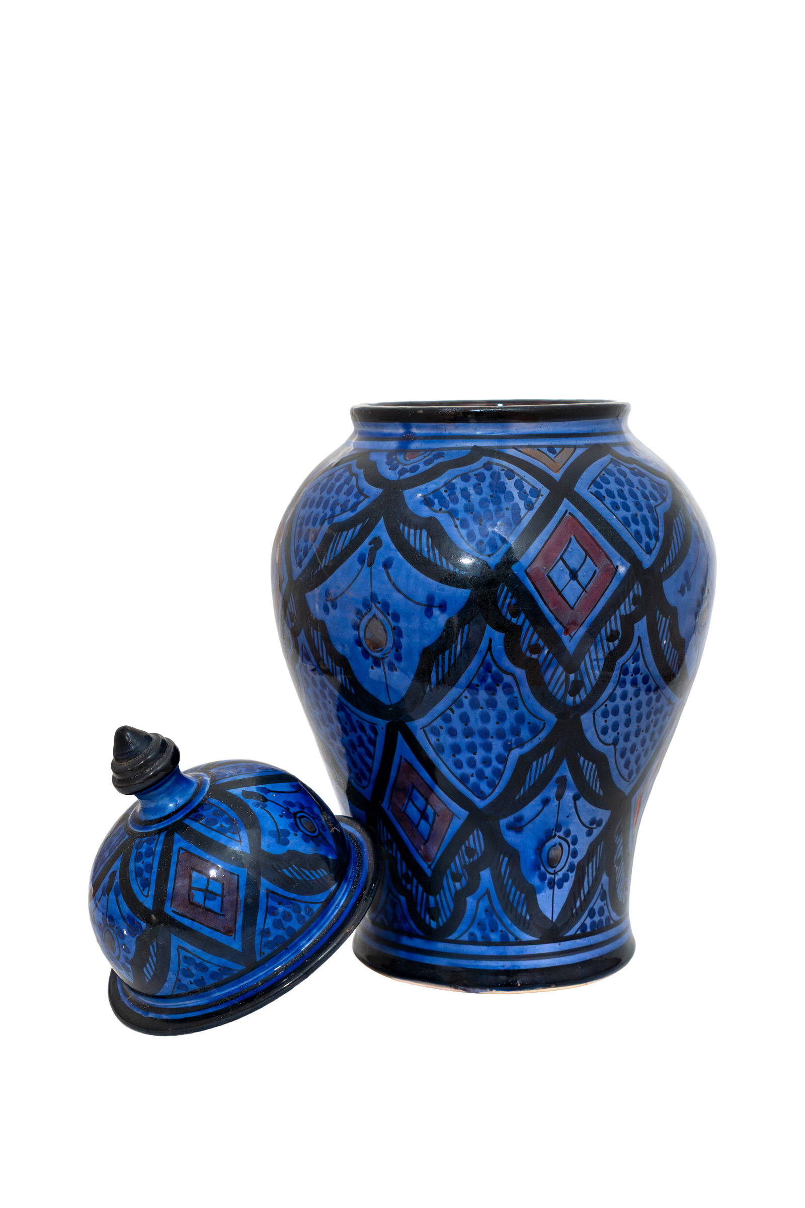 Ceramic vase with lid, 44 cm - Blue.